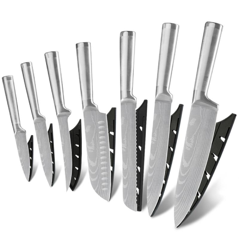 Japanskt knivset i stål - 7 knivar